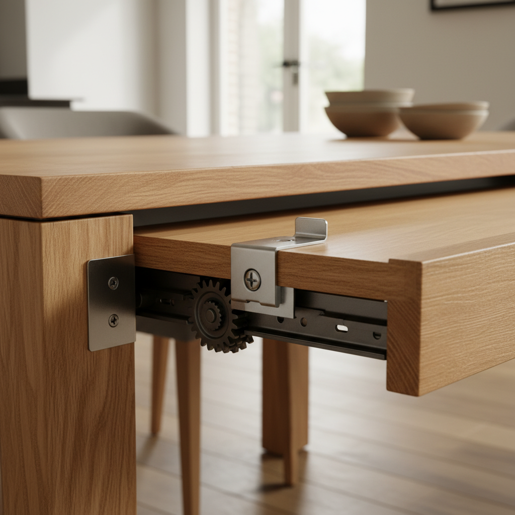 extendable dining table UK detail view close-up