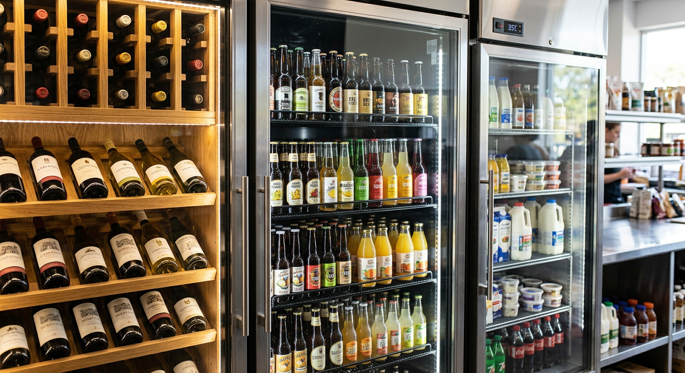 commercial bottle coolers for sale detail view close-up
