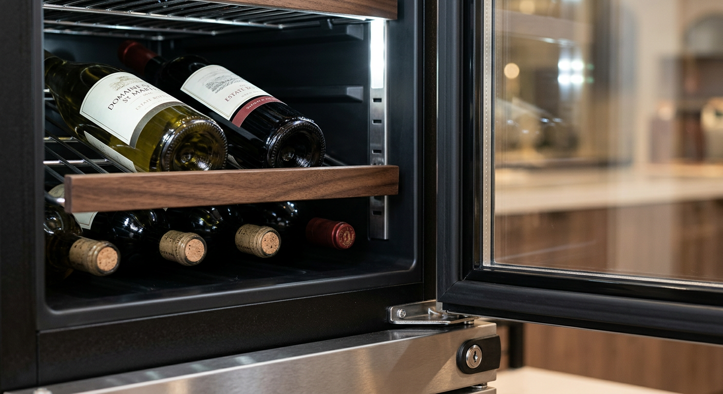single glass door merchandiser chiller detail view close-up