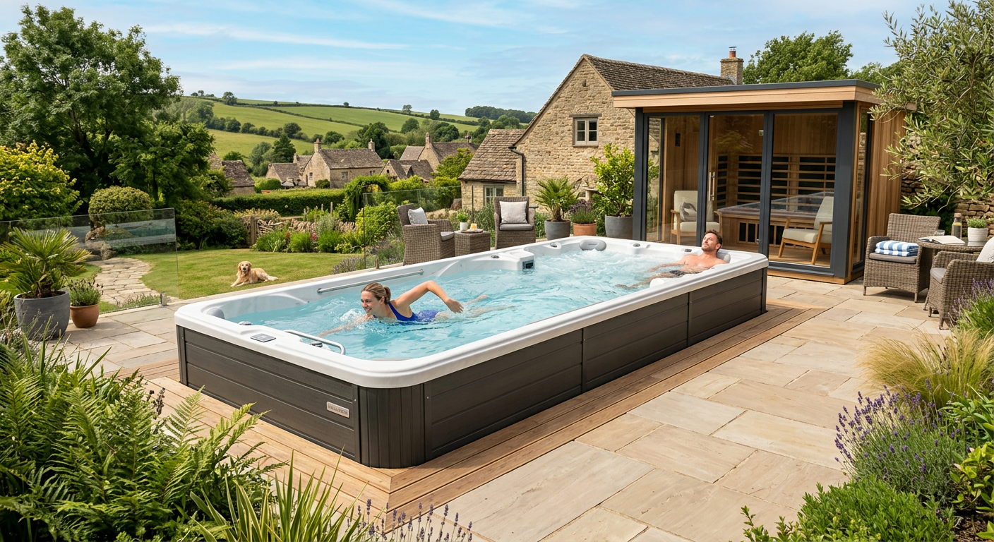 buy swim spa UK lifestyle photo