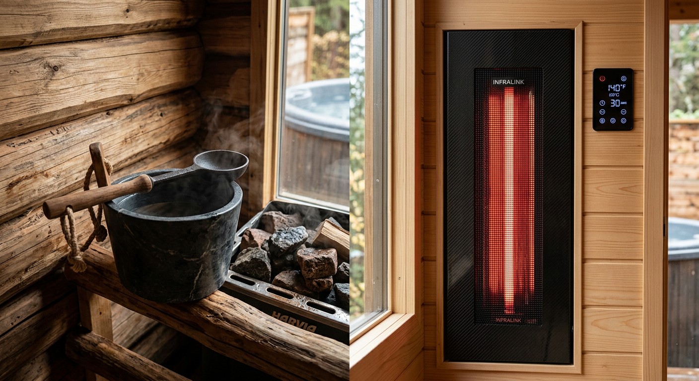 infrared vs traditional sauna detail view close-up