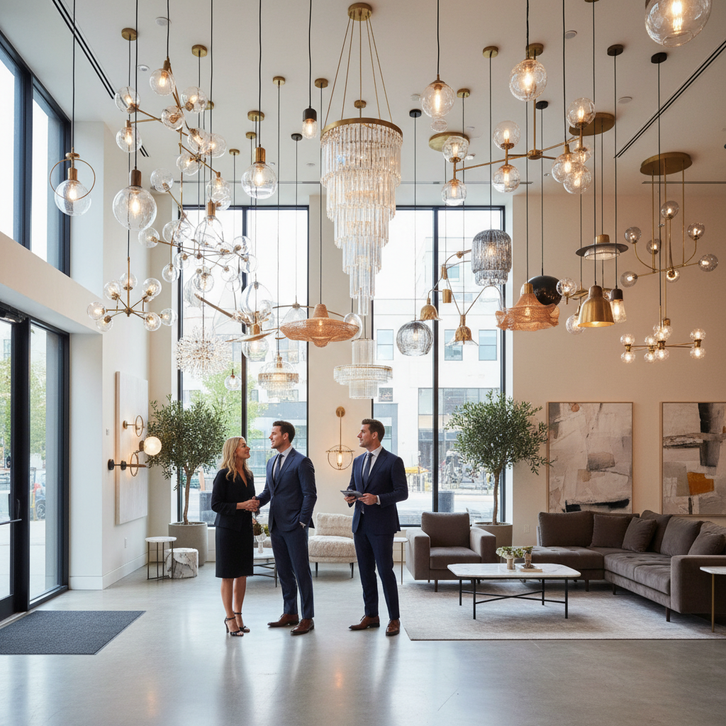 luxury designer lighting store lifestyle photo
