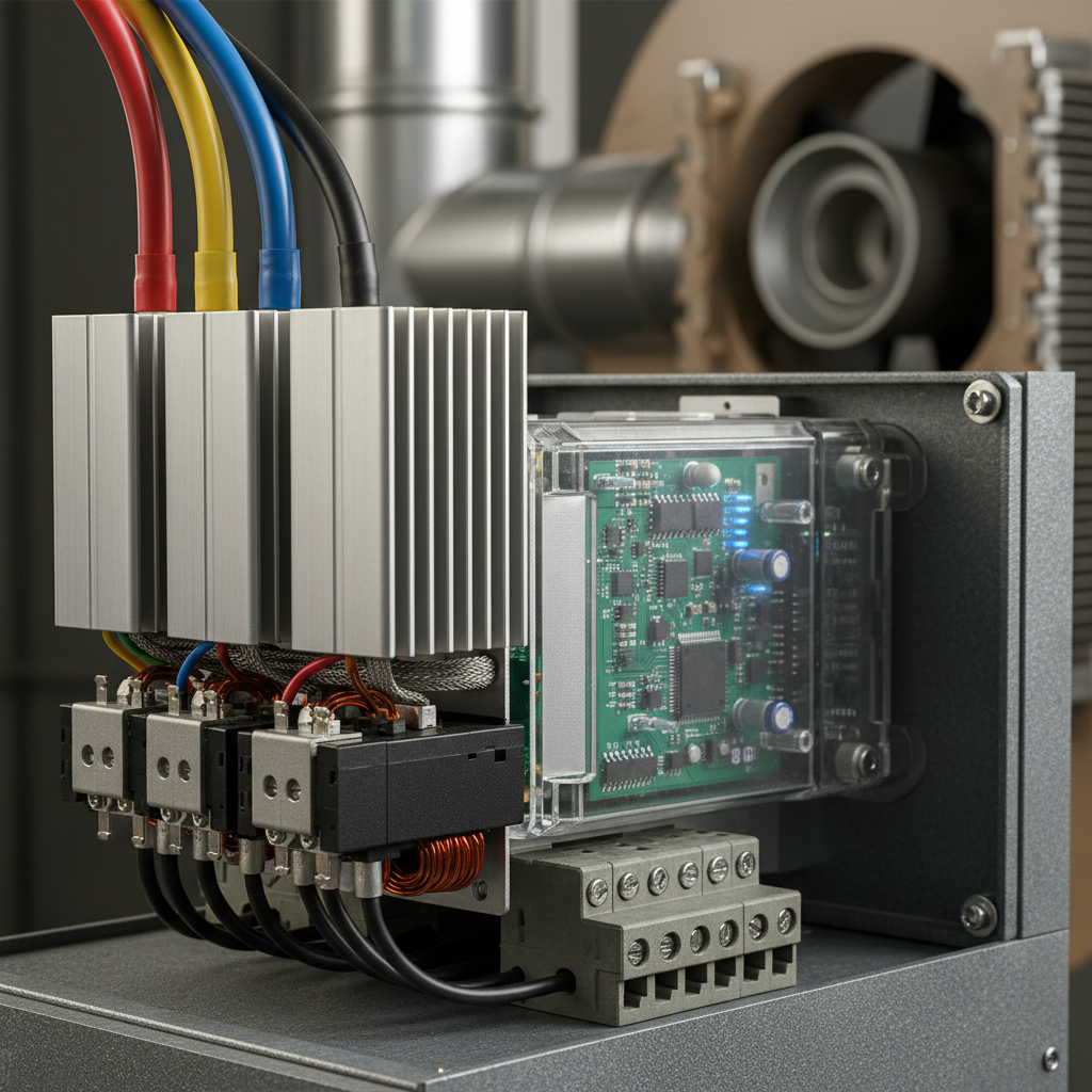 3-phase motor controller for ventilation detail view close-up