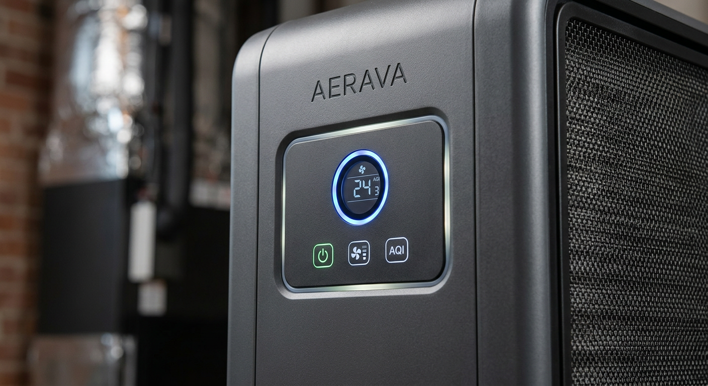 Aerava smart air purifier detail view close-up