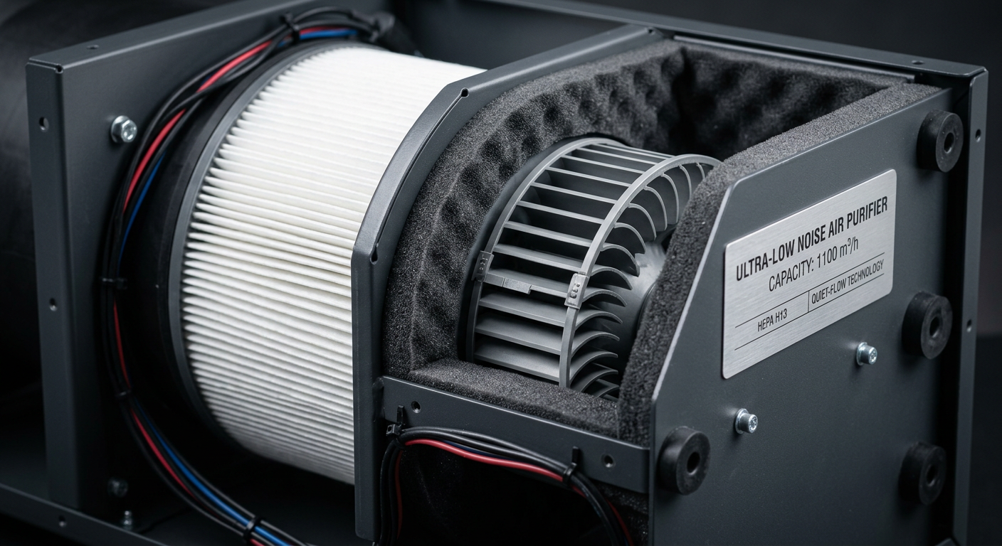 low noise air purifier 1100 m³/h detail view close-up