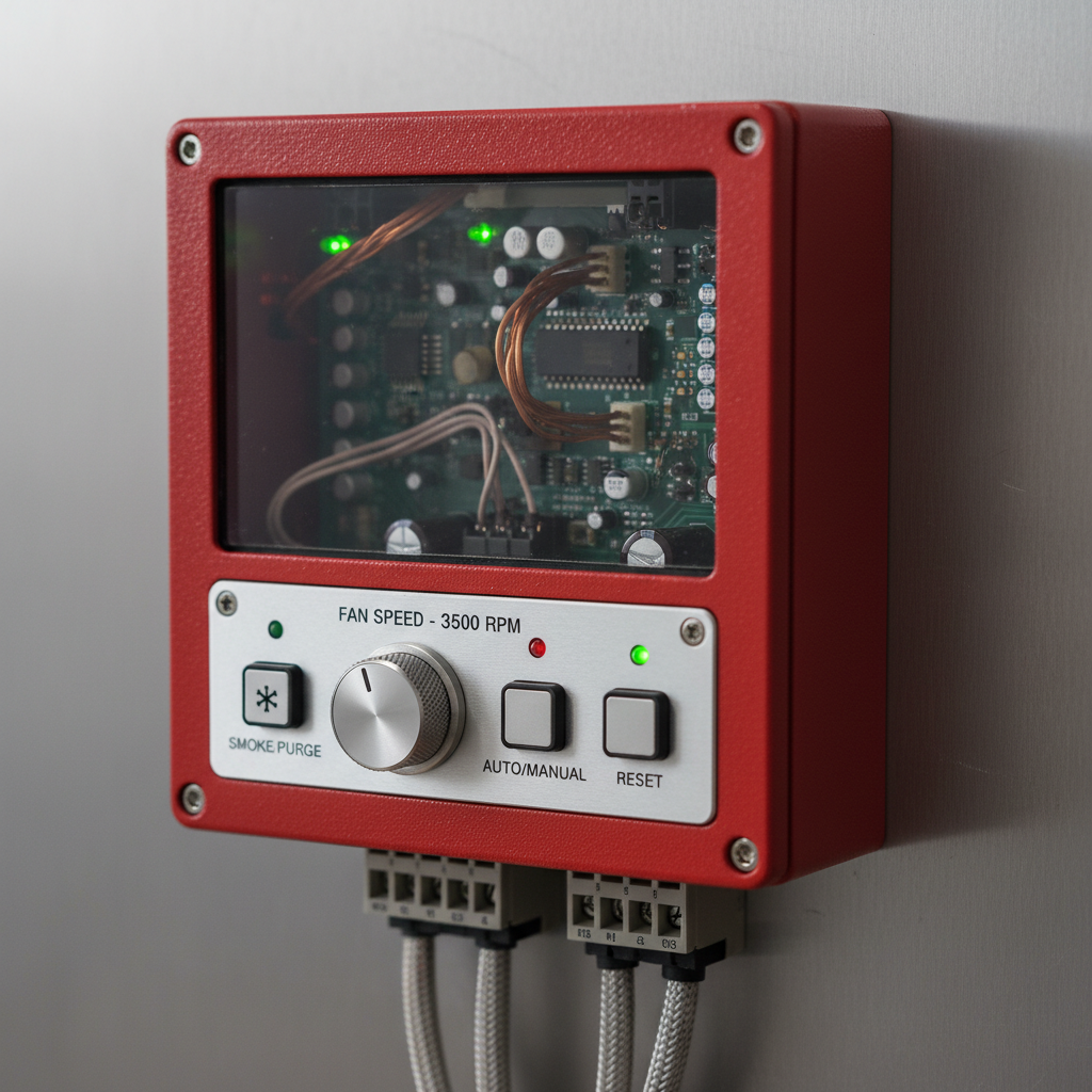 smoke extract fan controller detail view close-up