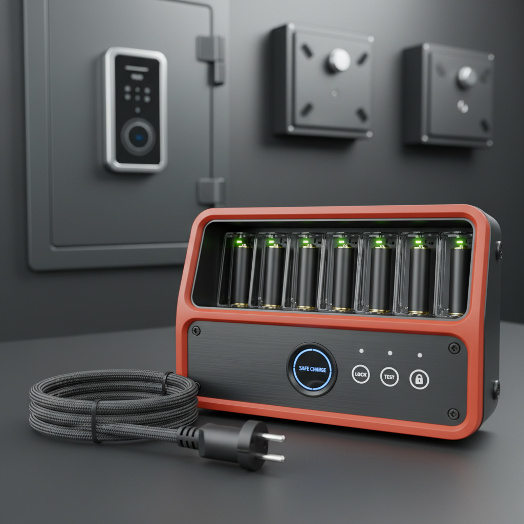 best battery charging station safety detail view close-up