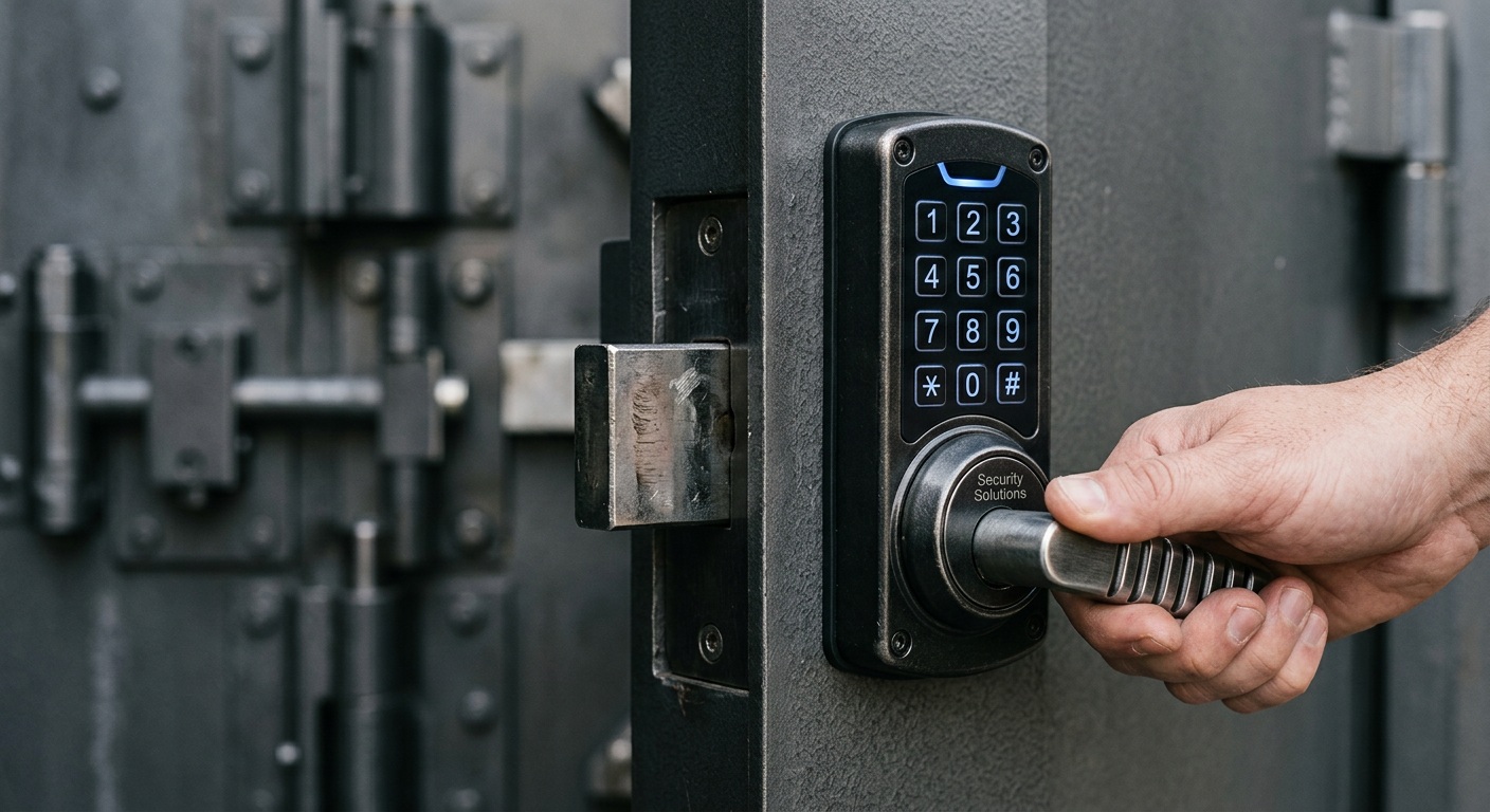 secure door locking systems detail view close-up