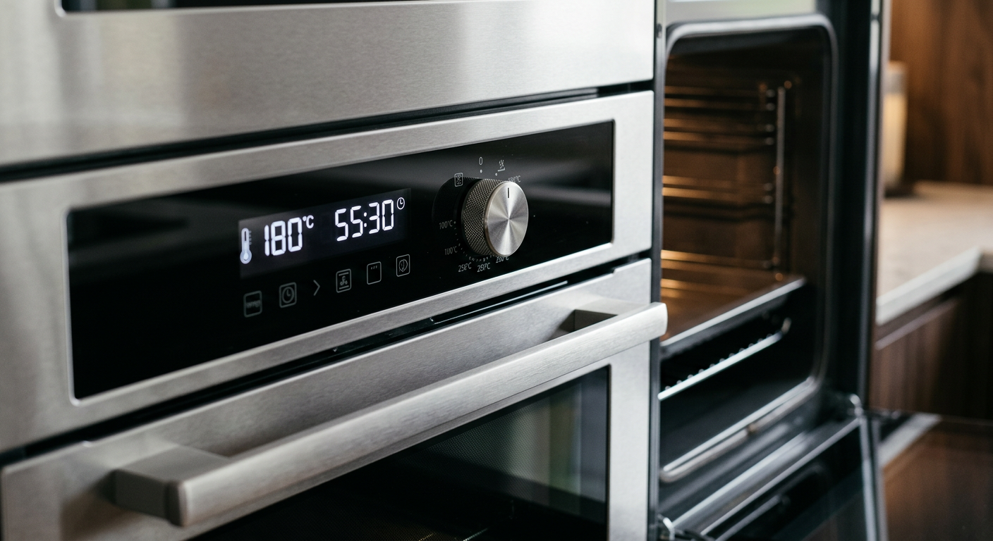 built-in oven detail view close-up