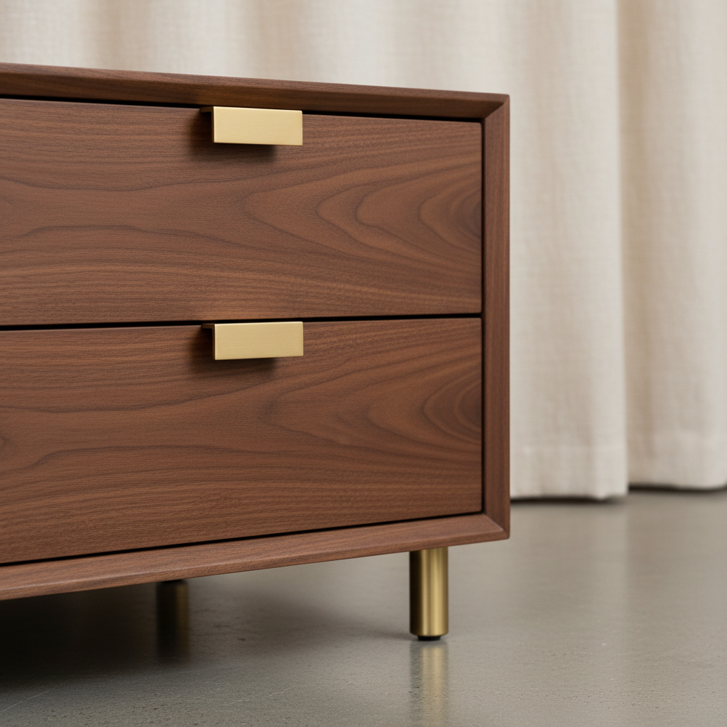 2 drawer media unit detail view close-up