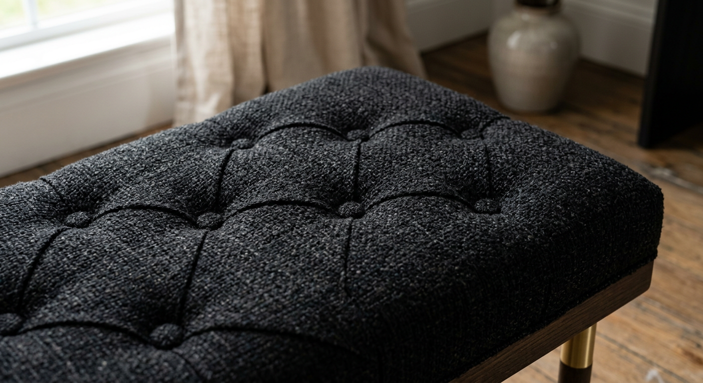 black tweed diamond bench detail view close-up