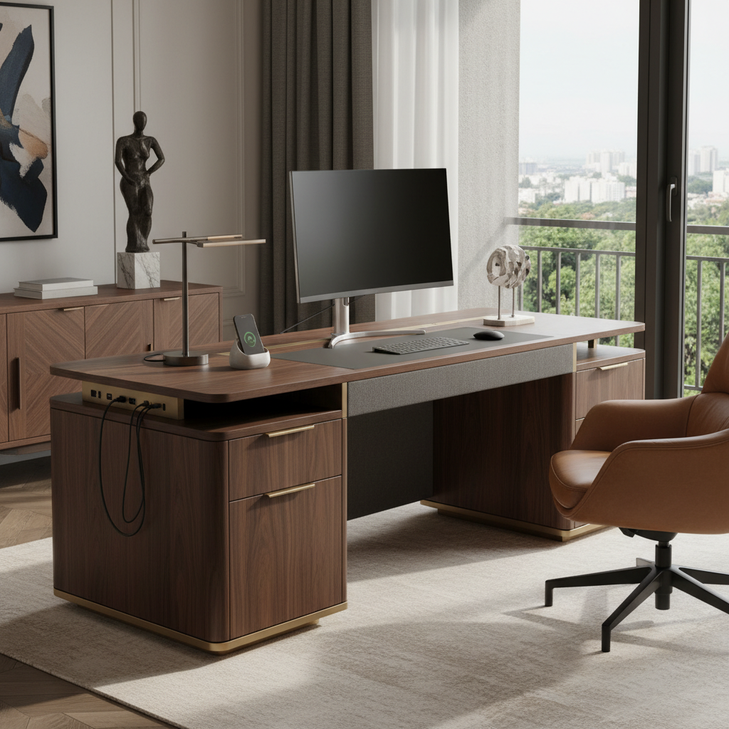 cable management writing desk lifestyle photo