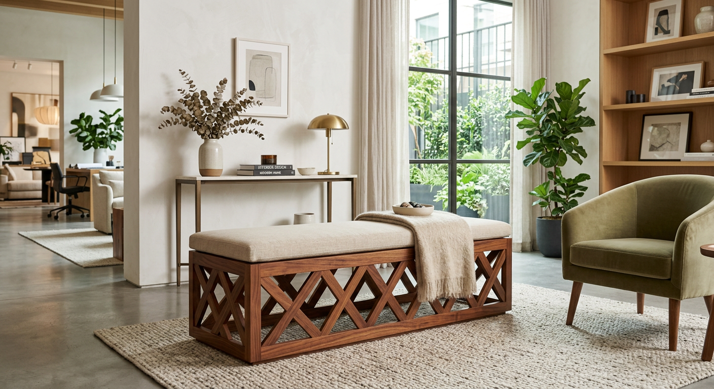 chestnut diamond bench lifestyle photo
