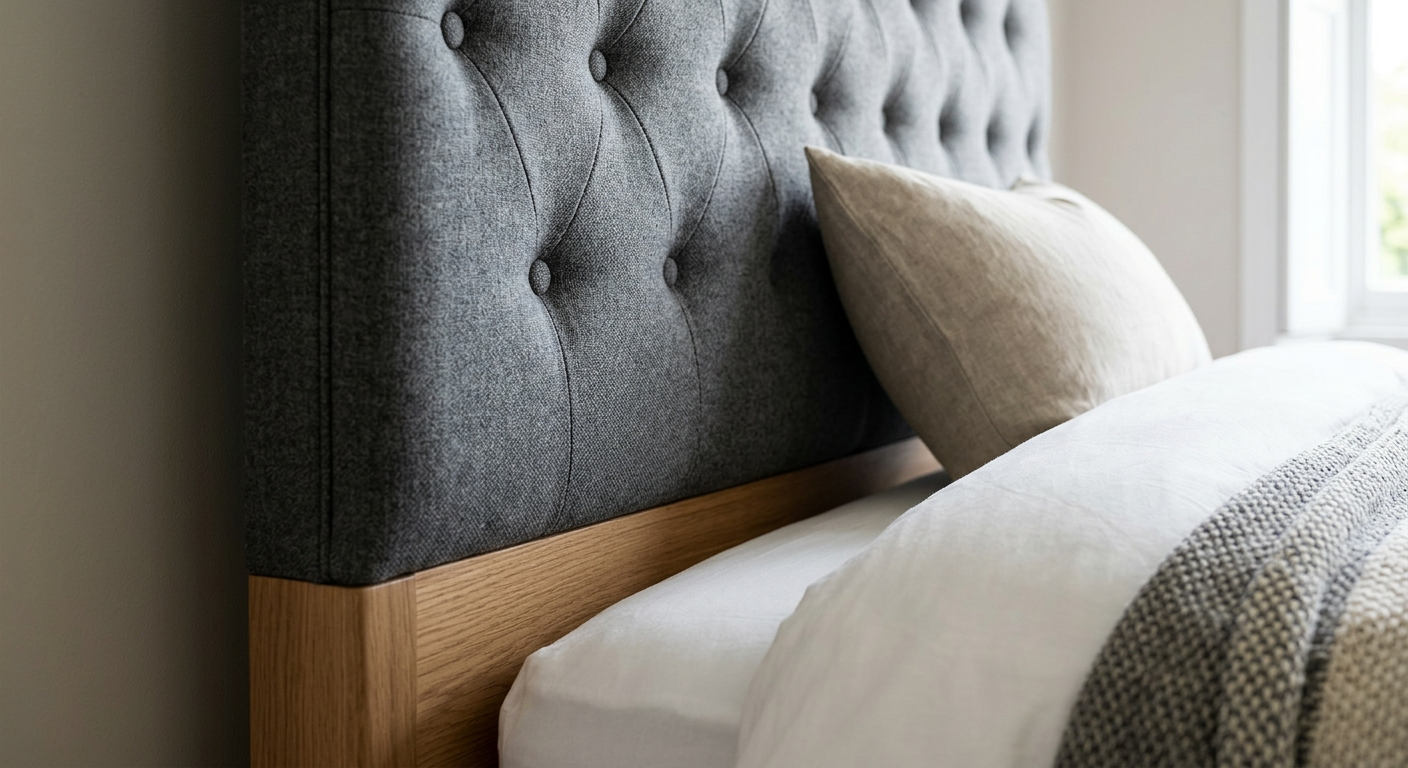 designer bed frames UK detail view close-up