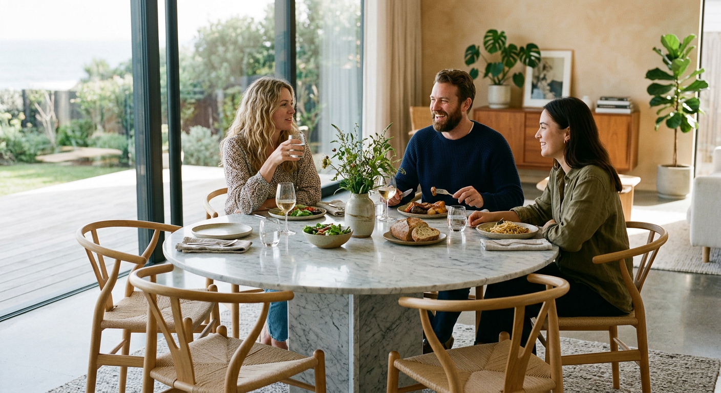 round marble dining table lifestyle photo